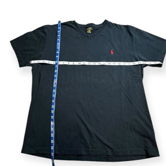 POLO RALPH LAUREN Men’s Black Short Sleeve V-Neck Custom Slim Fit Logo Tee T-Shi - Picture 4 of 5